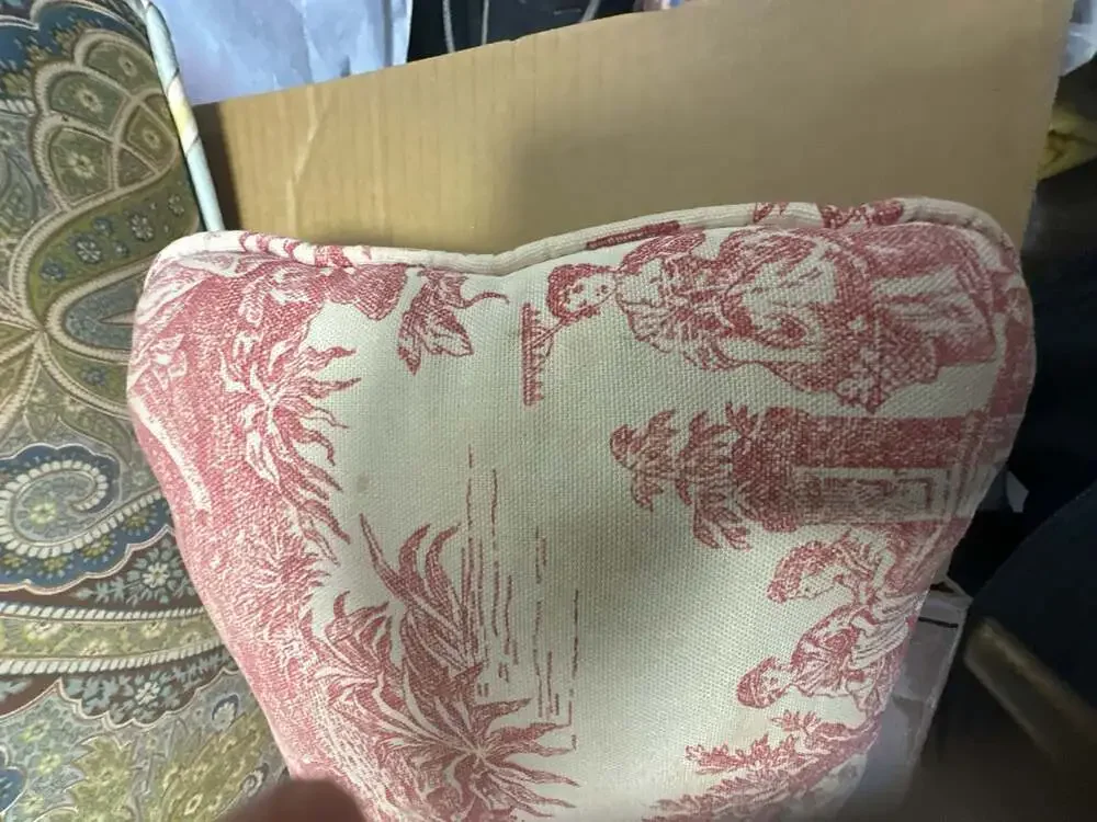 Vintage Waverly Red Toile Throw Pillow 16 Inch x 8 Inch